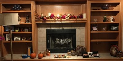 BEFORE new fireplace and bookshelfs